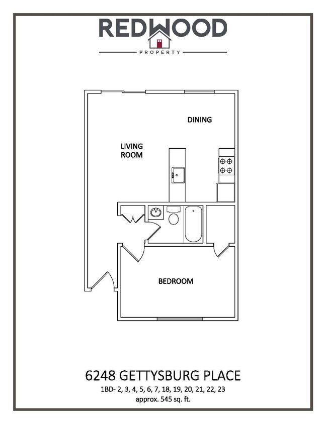 Plano de planta - Lincoln Crest Apartments - 6248 Gettysburg...