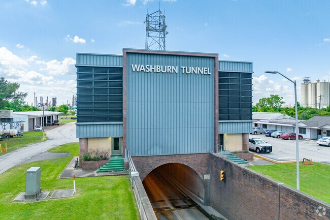 The Washburn Tunnel is a two-lane underwater tunnel connecting Pasadena and Galena Park.