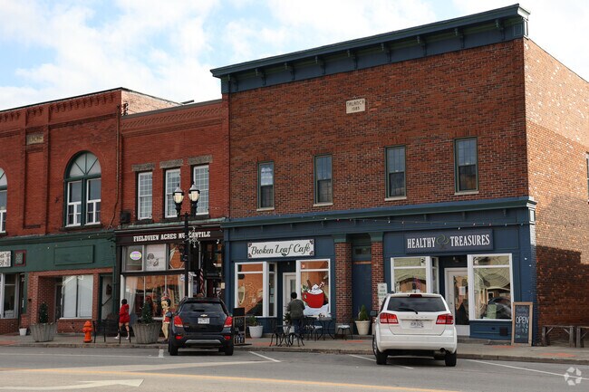 Quaint shops and restaurants line Broad Street in downtown Newton Falls.