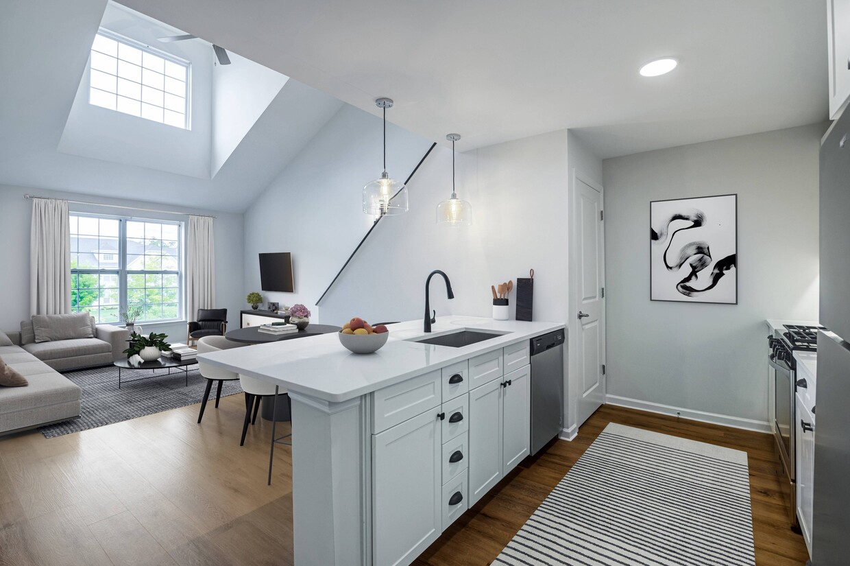 Upgraded kitchen looking into living area - Terraces on the Hudson