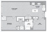 1 Bed 1 Bath Den-A23.1
