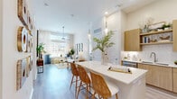 Located at 2828 Wicklow St in Savannah, GA, this thoughtfully designed 2-bedroom, 2-bathroom residence offers a seamless blend of modern aesthetics and functional living across a single floor. Light wood-tone flooring runs throughout, complementing a bright, neutral color palette that enhances the sense of openness.

The kitchen is a standout feature, outfitted with light wood flat-front cabinetry, a herringbone-patterned tile backsplash, stainless steel appliances, white quartz countertops, and open shelving. A central island with pendant lighting and woven bar seating connects the kitchen to the living area, creating an ideal space for entertaining.

The living room benefits from tall ceilings, large windows, and a ceiling fan, allowing abundant natural light to fill the space. The primary bedroom is generously sized with large windows offering outdoor views, a ceiling fan, and direct access to a spa-inspired en-suite bathroom. The primary bath features a double-sink vanity with wood cabinetry, a glass-enclosed walk-in shower with marble-style tile, and direct access to a walk-in closet with wire shelving. The second bedroom and second bathroom mirror the same clean, contemporary design. Both bathrooms maintain a consistent aesthetic with wood vanities, white countertops, and marble-style tile accents.