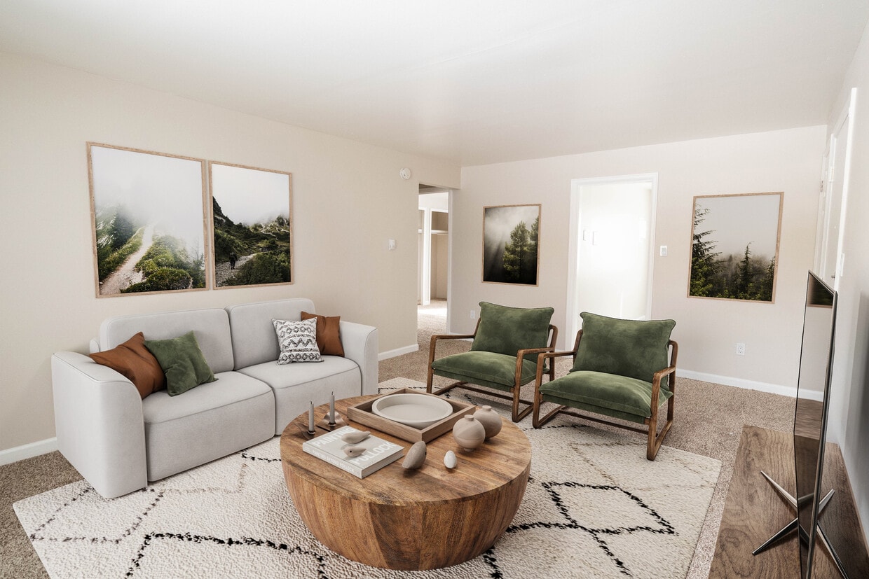 2BR, 2 BA - Living Room - Kipling Village Apartments