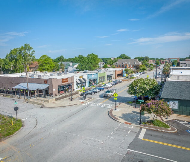 Aerial view of downtown