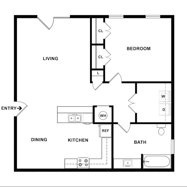 1 BR Floorplan - Parkside Trace Apartments