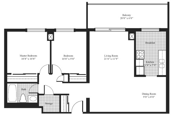 2 chambres/1 salle de bain - Clipper Apartments