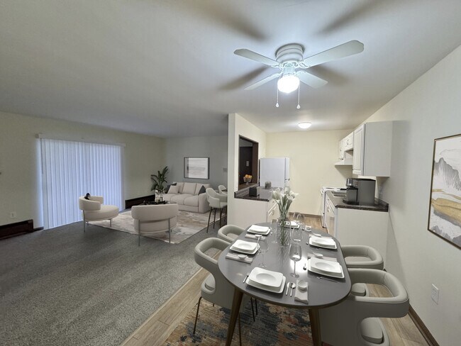 1 dormitorio/1 baño, sala de estar y comedor - Hilltop Apartments