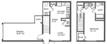 1 Bed, 1.5 Bath - 844 sq ft