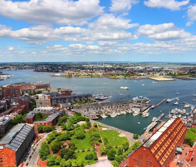 Boston’s beautiful harbor on a sunny day