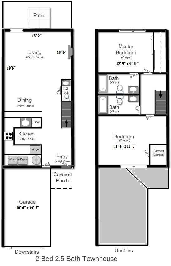 Casa adosada de dos habitaciones, 2,5 baños - Alderbrook Apartments