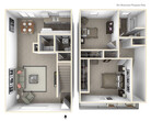 Two Bedroom / One and One Half Bath Townhome A