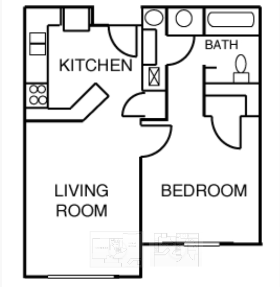 1HAB/1BA - Corner House Senior Apartments