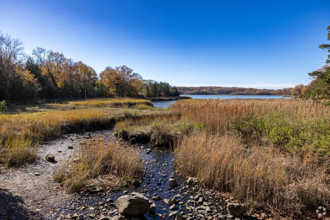 Scenic waterfront views line the trails of Bare Cove Park in Hingham.