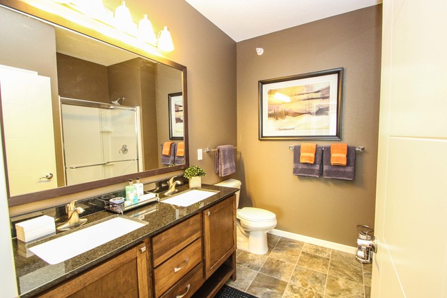 The Monroe master bathroom - The Flats at Cedar Grove