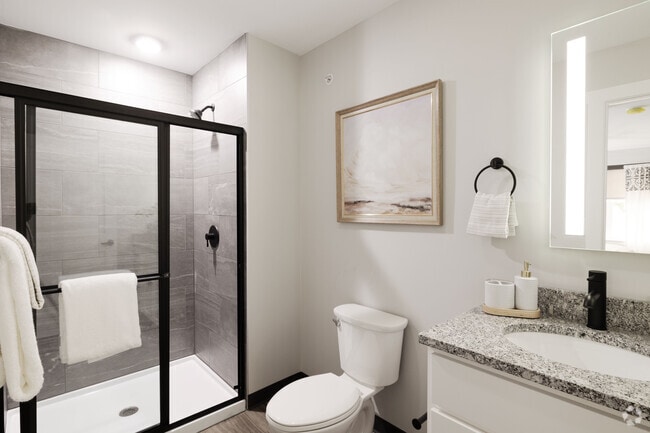 Two Bedroom- master bedroom bathroom - LoSo Lakeside Apartments