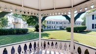 Situated at 5280 Tamarack Cir E in Columbus, Ohio, this single-floor property is part of a well-established residential community characterized by classic Colonial-style architecture. The buildings feature a traditional cream-colored exterior accented by bold black shutters, lending the community a timeless and distinguished aesthetic.

A standout feature of the grounds is a beautifully crafted gazebo with ornate white woodwork, including decorative diamond cutouts along the roofline and an elegant turned-baluster railing. The gazebo serves as a central gathering point, offering open-air views of the surrounding landscaped green spaces. Lush, mature trees provide generous shade throughout the grounds, while well-trimmed hedges and manicured lawns contribute to the overall sense of care and upkeep.

The community's layout encourages an open, park-like atmosphere, with ample green space between structures. The grounds are thoughtfully maintained, creating a welcoming environment for residents. The combination of classic architectural detailing, mature landscaping, and communal outdoor amenities like the gazebo make this property a distinctive and comfortable place to call home in the Columbus area.
