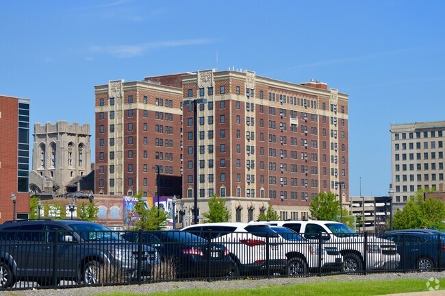 As seen from Massachusetts Street. - Genesis Towers Senior Highrise