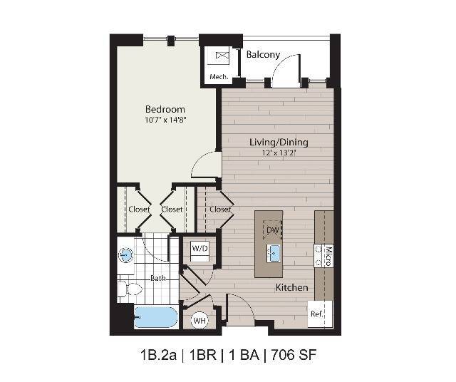 1B.2a 1BD/1BA 706 SF - ICON Residences at The Rotunda Apartments