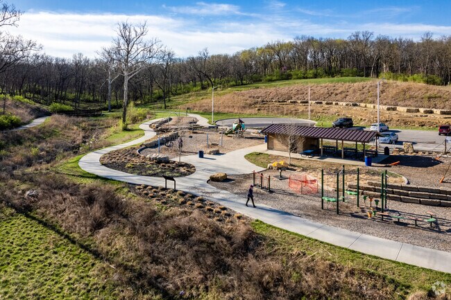 Hobby Hill Park has expansive trails through the woods for a healthy workout.