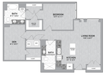 1 Bed 2 Bath Den-A21-P