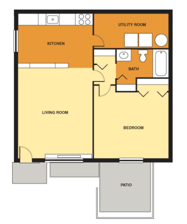 Plano de planta de un dormitorio - Red Deer Apartments