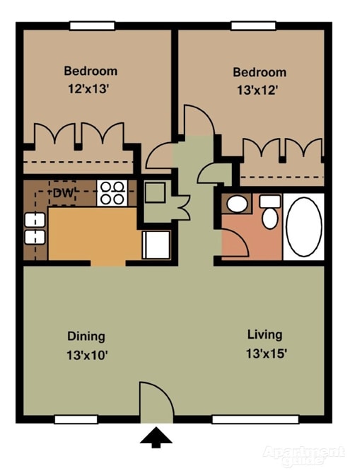 Brandemere Apartments – 2 Beds, 1 Bath Model