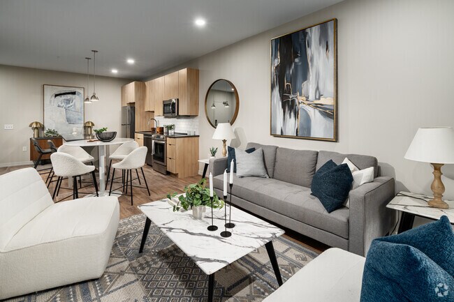 1 habitación, 1 baño, 818 pies cuadrados, sala de estar - The Keystone Apartments