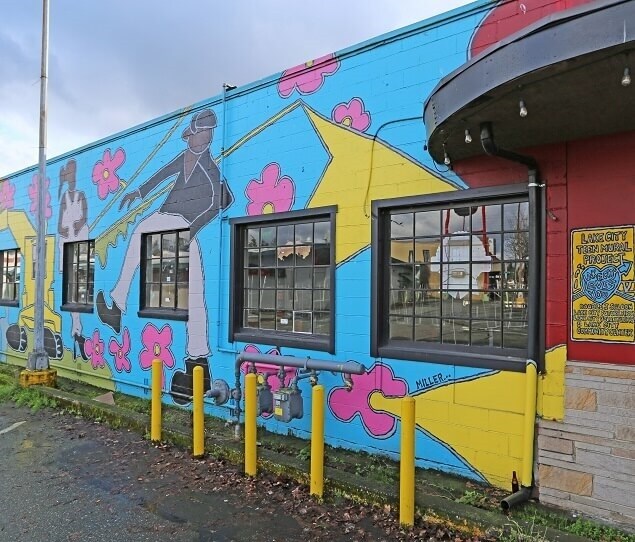 A mural on the wall of the Double J Saloon is part of the Lake City Teen Mural Project