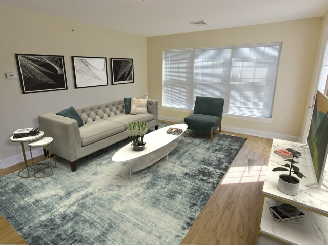 Living Room - The Chester - Mohawk Riverfront Apartments