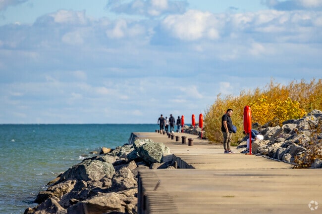 The breakwater at North Beach Oasis features a walkout for sightseeing visitors.