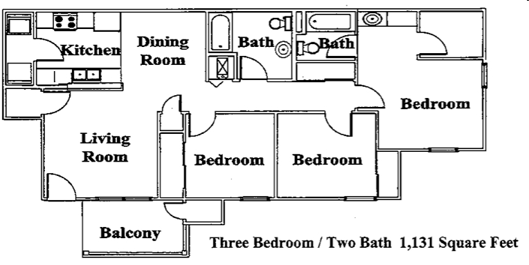 Tres habitaciones/Dos baños - Cane Creek Apartments