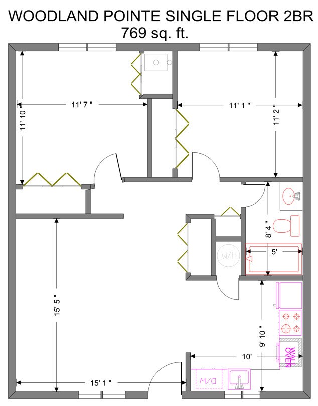 Woodland Pointe – Two Bedroom - One Level