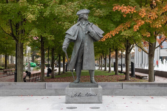 A statue of John Adams greets you in Quincy.