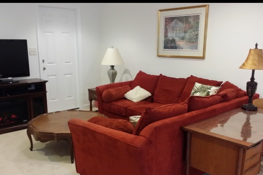 Living room and elec fireplace - 18417 Shady View Ln
