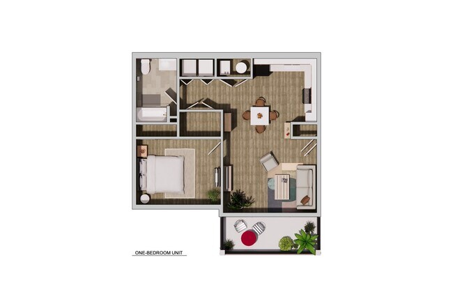 Plano de planta de 1 dormitorio - Marketplace Commons Apartments