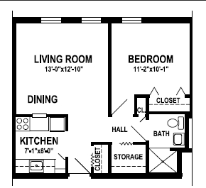 1BR/1BA - Carter Towers