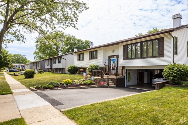 Hanover Park offers well-maintained bi-level homes with minimal landscaping.