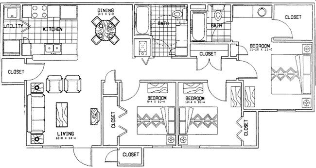 3BR/2BA - Stonebridge Apartments