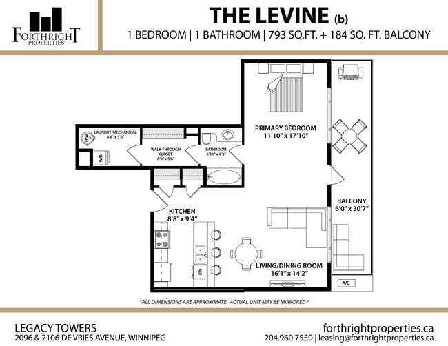 Legacy - Floorplans - Apartment - 1 Bed - Levine (b) - Legacy Towers