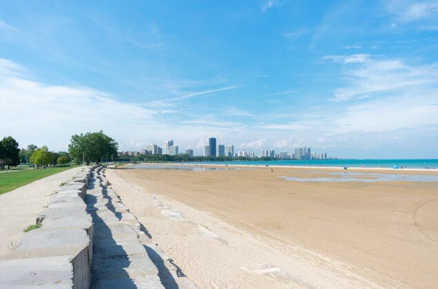 Montrose beach during the summer in Uptown