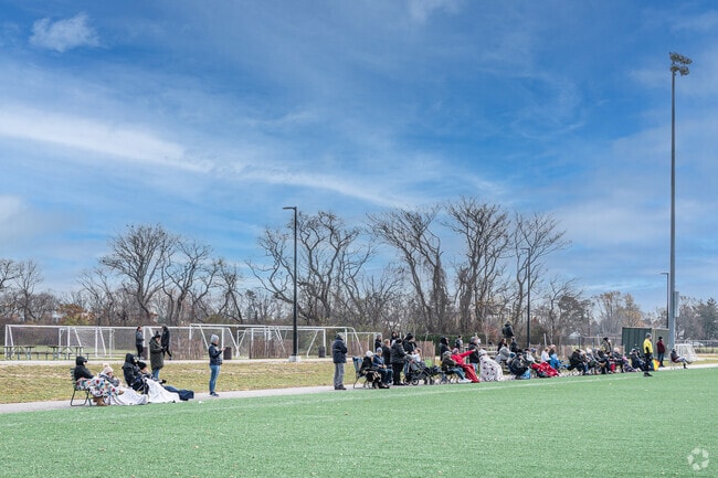 Onlookers gather to watch the games in Brentwood.