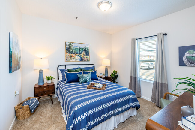 The Audrey - 1 dormitorio, 1 baño, 622 pies cuadrados, dormitorio - Homestead Village Fort Wayne - Active Livi...