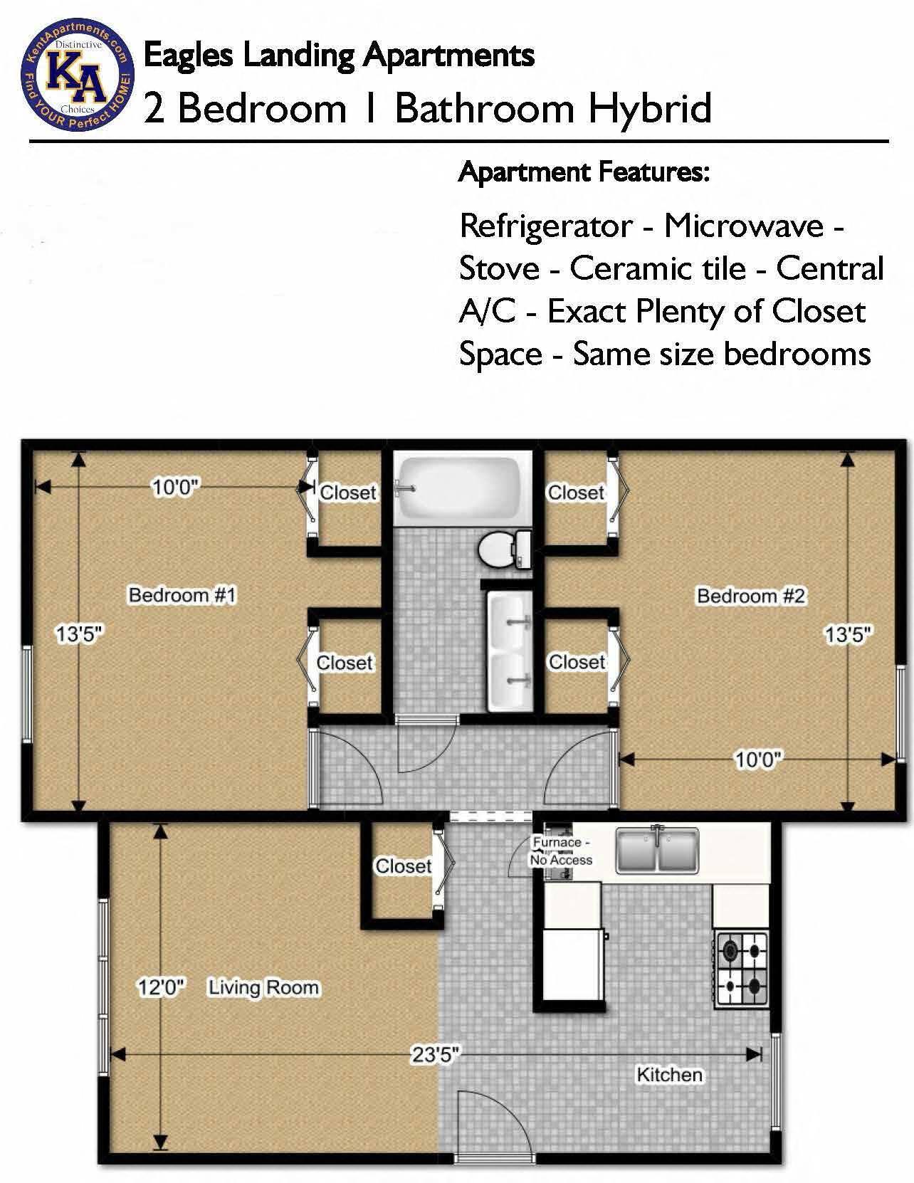 Eagles Landing Apartments – 2 Bedroom - 1 Bath Hybrid
