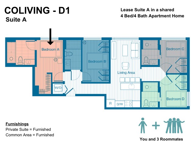 D1 - Bedroom A- Furnished - X Denver