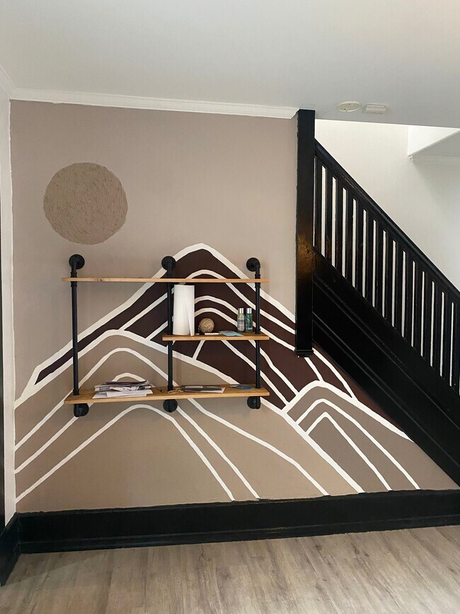 Custom, hand painted mountain mural in the dining room - 20 Conestoga St