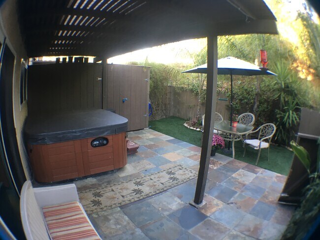 private sizeable back yardw/double sized storage shed; no spa currently - 9175 Campina Dr