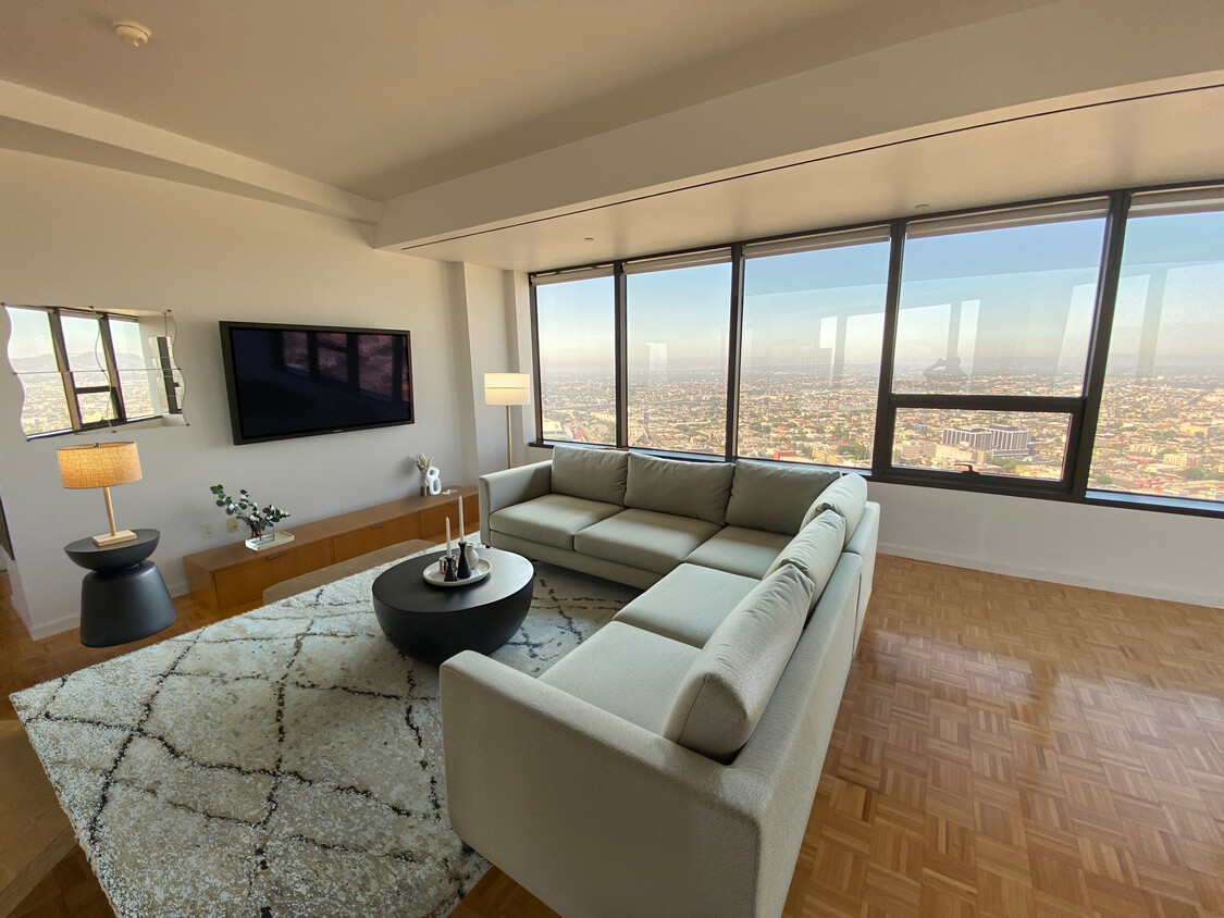 Living Room Virtually Staged - 1100 Wilshire Blvd