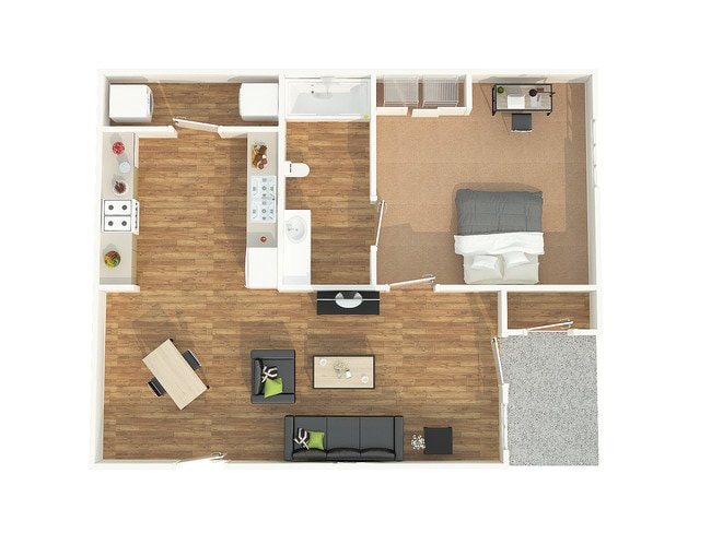One Bedroom Floor Plan - Stadium Park Apartments