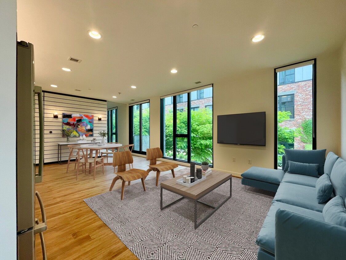 Living / dining room with view of courtyard - 57 N St NW
