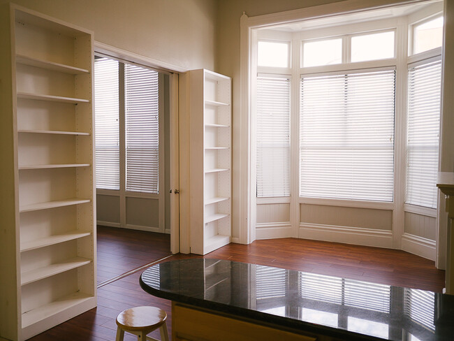 built-in bookshelves and bay window - 1909 San Pablo Ave